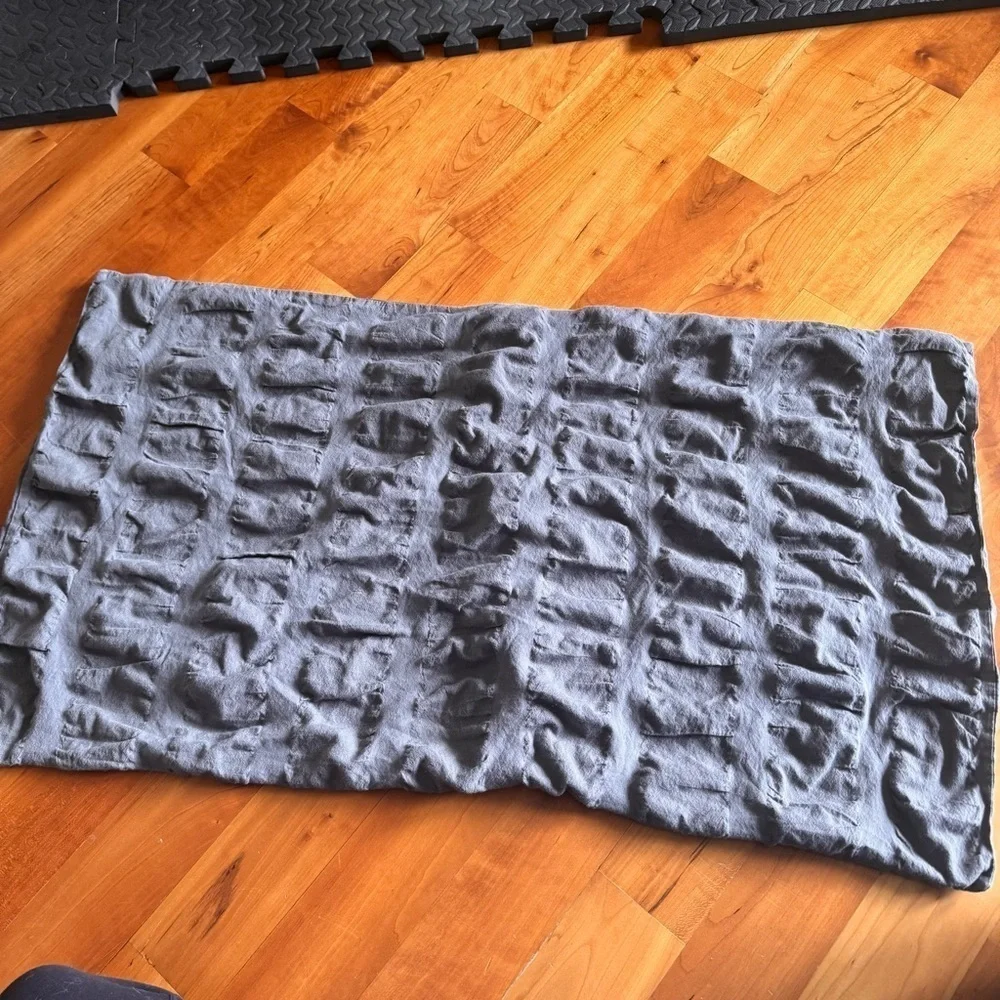 West Elm SET 100% organic cotton king sham set Charcoal Gray cloud textured case
